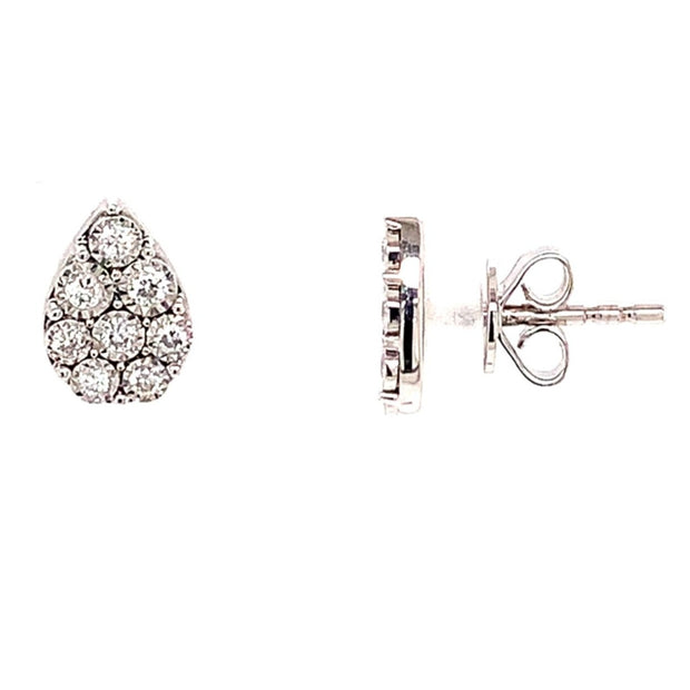14K White Gold Diamond Pear Stud Earrings