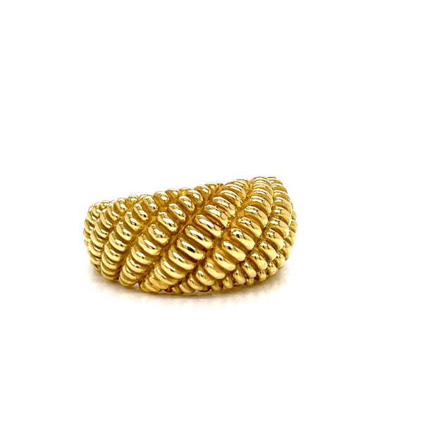 18K Yellow Gold Vintage Textured Dome Ring