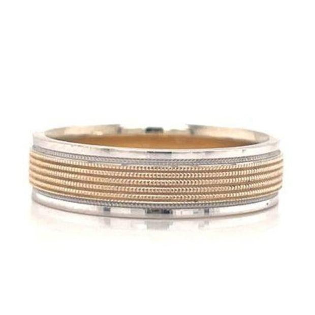 14K Two Toned Textured Gold Band