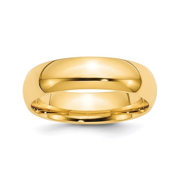 14K Yellow Gold Comfort Fit Wedding Band 6mm