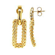 14k Yellow Gold Basket Drop Earrings