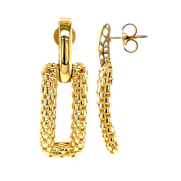 14k Yellow Gold Basket Drop Earrings