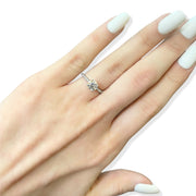 14K White Gold Pave Natural Diamond Engagement Ring 1.24tw