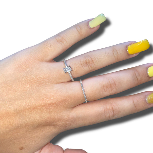 Emerald Cut Pave Diamond Engagement Ring