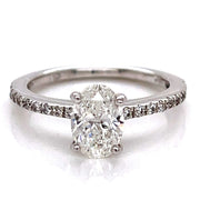 1.40ct tw Natural Oval Pave Engagement Ring in 14K White Gold