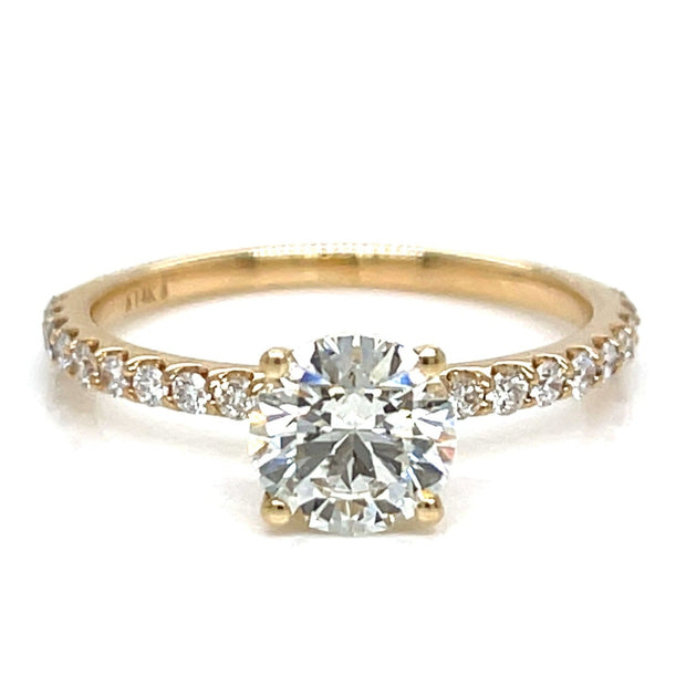 14K Yellow Gold Pave Natural Diamond Engagement Ring 1.25tw