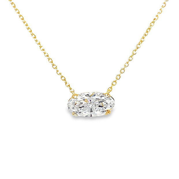 East West Solitaire Lab Grown Moval Diamond Pendant