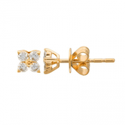 14K Gold Diamond Flower Stud Earrings