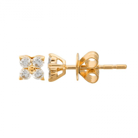 14K Gold Diamond Flower Stud Earrings