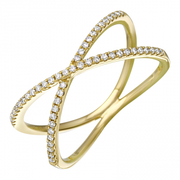 14K Yellow Gold X-Shaped Diamond Ring