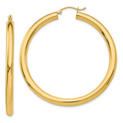 14K Gold 4MM Large Tube Hoop Earrings