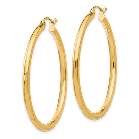 14K Gold 2.5MM Large Tube Hoop Earrings