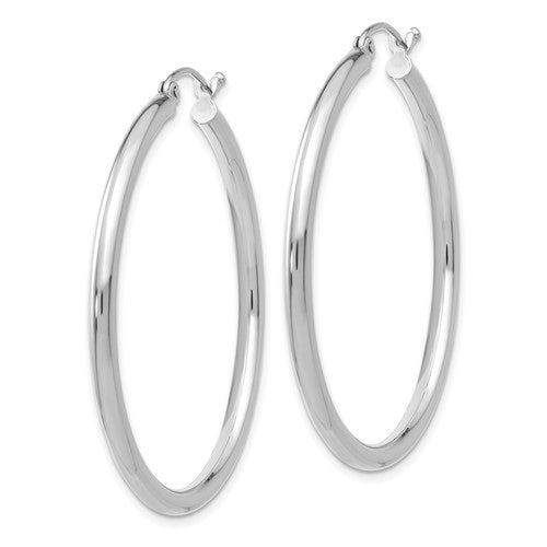 14K White Gold Medium Tube Hoop Earrings
