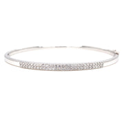 14K White Gold Double Row Diamond Bangle Bracelet