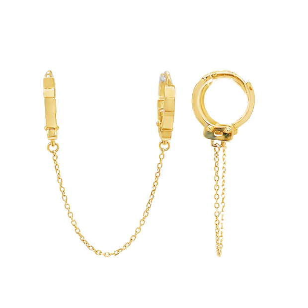 14k Yellow Gold Double-Hoop Single Earring