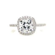 2.10tw Laboratory-Grown Pave Halo Cushion Cut Engagement Ring