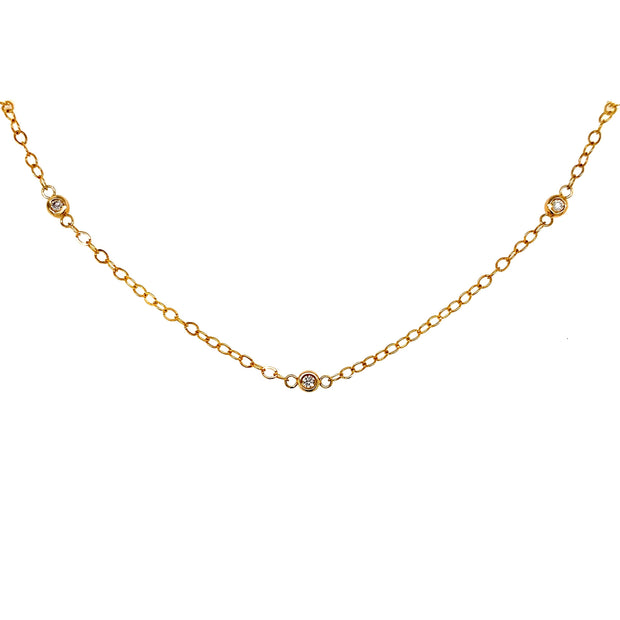 14K Gold Diamond Station Necklace
