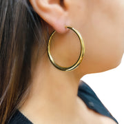 14K Medium Round Hoop Earrings