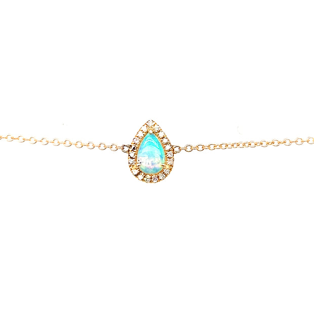 14K Opal and Diamond Halo Bracelet