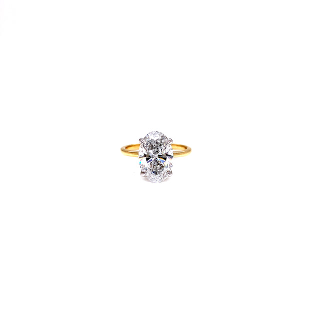 14K 3.14ct Solitaire Laboratory Grown Oval Diamond Engagement Ring