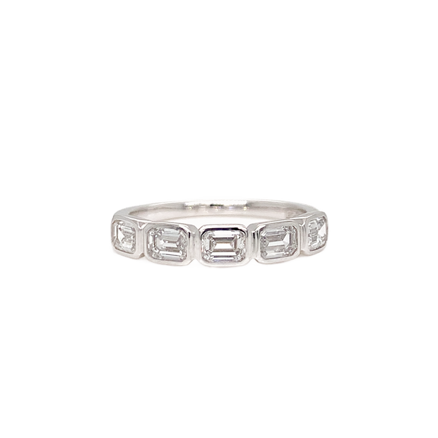 14K White Gold Emerald  Cut East/West Laboratory Grown Diamond Band