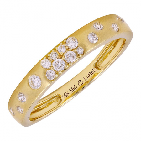 14k Yellow Gold Inlay Diamond Satin Ring