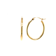 14K Yellow Gold Small Oval Hoop Earrings