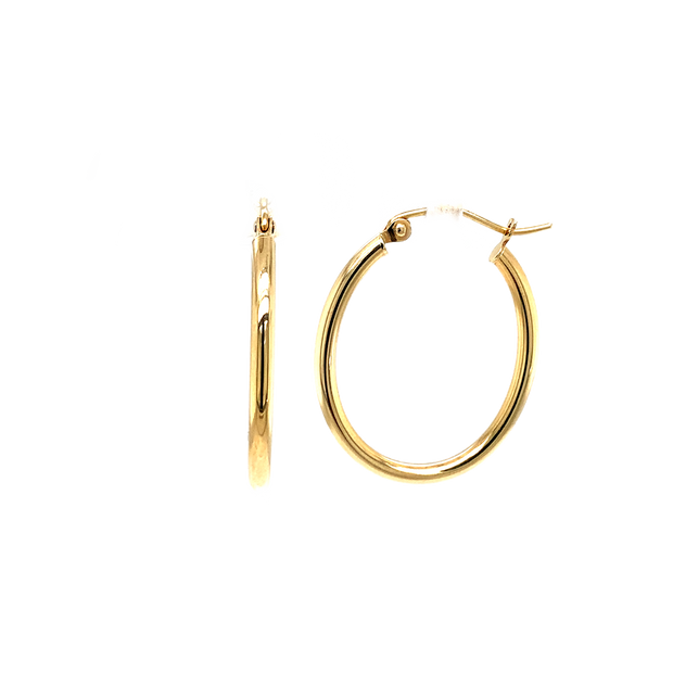 14K Yellow Gold Small Oval Hoop Earrings