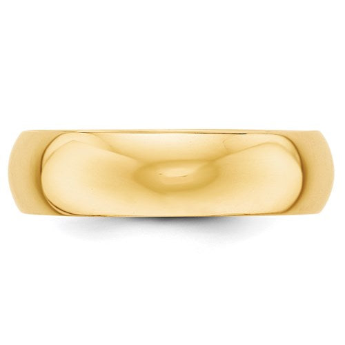 Yellow 14 Karat Plain 6MM Medium Weight Wedding Band