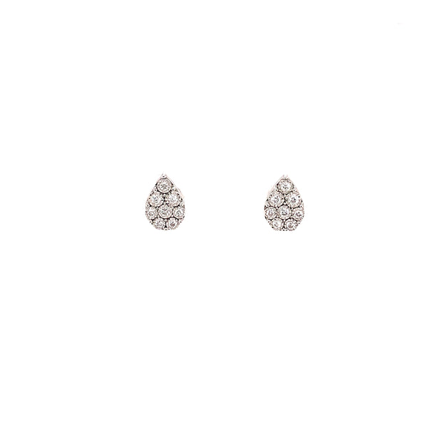 14K White Gold Diamond Pear Stud Earrings