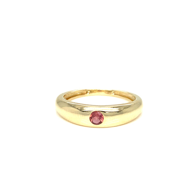 14K Yellow Gold Pink Tourmaline Dome Ring