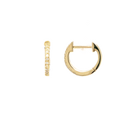 14 Karat Yellow Gold Diamond Huggie Hoop Earrings