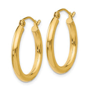 14K Gold Small 2.5MM Tube Hoop Earrings