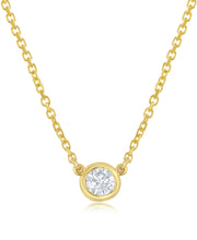 14K Bezel Diamond Solitaire Necklace