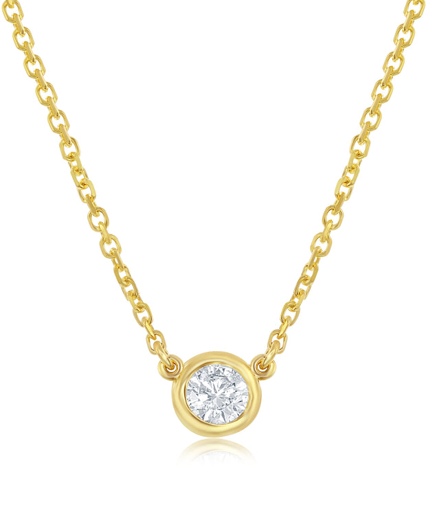 14K Bezel Diamond Solitaire Necklace