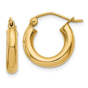 14K Gold 3MM Small Tube Hoop Earrings
