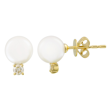 14K Pearl and Diamond Earrings