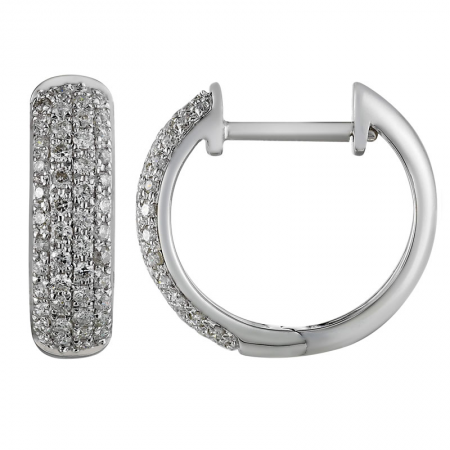 14K White Gold Diamond Huggie Earrings