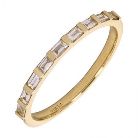 14k Yellow Gold Bar Set Baguette Band