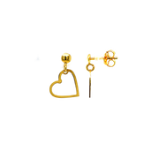 14K Yellow Gold Heart Dangle Earrings