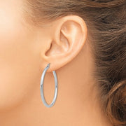 14K White Gold Medium Tube Hoop Earrings