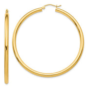 14K Gold 3MM Large Tube Hoop Earrings