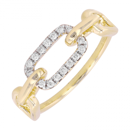 14k Yellow Gold Diamond Link Ring