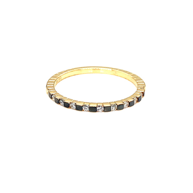 14K Yellow Gold and Black Rhodium Two-Tone Diamond Band