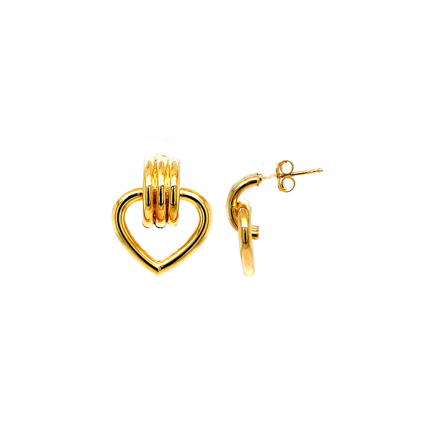 14K Yellow Gold Heart Earrings