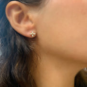 14K Yellow Gold Flower Post Earrings