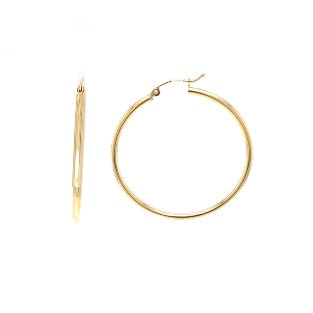 14K Yellow Gold Medium Hoop Earrings