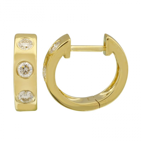 14 Karat Yellow Gold Huggie Earrings With 0.33ctw Round Diamonds