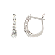 14K White Gold Medium Diamond Hoop Earrings