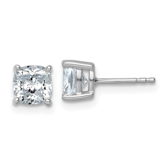 14k White Gold Laboratory Grown 2.00ctw Cushion- Cut Diamond Studs